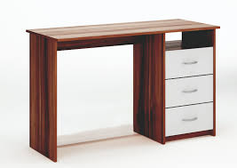 Dunkle holztöne sind derzeit sehr beliebt und lösen die klassischen dekorfarben nach und nach ab. Schreibtisch Aristote Nussbaum Weiss Mit 3 Schubkasten Ablage