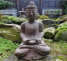 This molded lava stone thai buddha is deep in meditation. Stein Buddha Siddhartha Fur Garten Yajutang Mobel Gmbh
