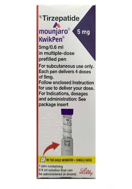 Mounjaro 5 mg KwikPen pre-filled injection pen, AI generated