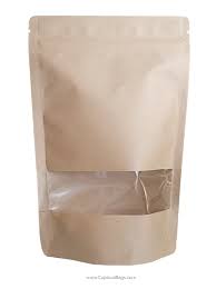 3x5 Kraftvue Stand Up Bag With Rectangle Window Copious Bags Paper Stand Kraft Paper Packaging Coffee Packaging