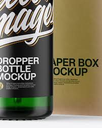15ml Green Glass Dropper Bottle W Kraft Box In Box Mockups On Yellow Images Object Mockups