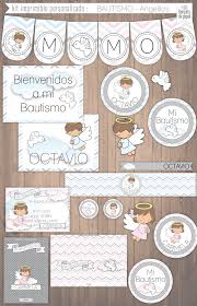 Para armar y decorar tortas, cupcakes, cakepop, cookies y macaroons. Angelitos Bautismo Kit Imprimible Personalizado Candy Bar Angelito Bautismo Bautismo Bautizo Nino