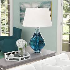 Bring Both Styles And Shine To Any End Table Or Master Suite Nightstand With This 29 Table Lamp Founded Atop A Circular Blue Table Lamp Table Lamp Room Lamp