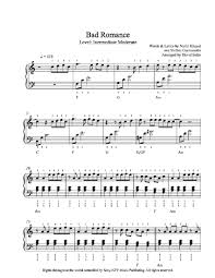 Bad Romance By Lady Gaga Piano Sheet Music Intermediate Level Piano Sheet Music Bad Romance Sheet Music