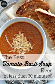 The Best Tomato Basil Soup Ever In Less Than 30 Minutes Recipe Blended Soup Recipes Tomato Basil Soup Tomato Recipes