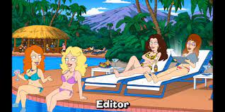 This is interesting. In the 200 episode flashback, the two women Francine  meets behind her house is also two of the naughty stewardesses. They're  even wearing the same bikinis. : r/americandad