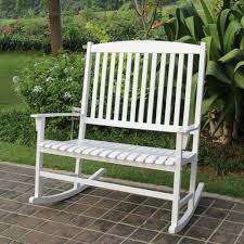 Outdoor Loveseat Rocker 2 Person Rocking Chair Bench Porch Sun Room Furniture Rocking Bench Patio Rocking Chairs Double Rocking Chair