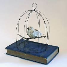 Bird In A Gilded Cage Book Paper Mache Bird In A Birdcage Vintage Altered Book Handmade Original Paper Mache Crafts Bird Crafts Paper Mache