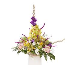 Yellow flowers have several meanings. Funeral Yellow And Purple Arrangement Italian Flora