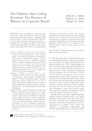 Pdf The Ultimate Glass Ceiling Revisited The Presence Of Women On Corporate Boards