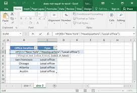Using A Does Not Equal Operator In Excel Deskbright