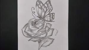 Tribal drawings of roses | tribal butterfly and flower. How To Draw A Butterfly Sitting On Rose For Beginners Pencil Sketch Youtube