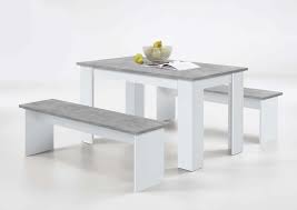 Rectangular dining table, 4 chairs and bench. Durban White And Grey Dining Table With Bench Seats Sale At Furniturefactor