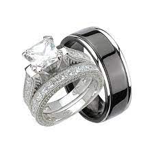Maybe you would like to learn more about one of these? Laraso Co His And Hers Wedding Ring Set Matching Trio Wedding Bands For Him Black Plated Titanium And Her Sterling Silver 10 6 Walmart Com Walmart Com