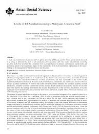 Wanted for malaysia general workers company name: Pdf Levels Of Job Satisfaction Amongst Malaysian Academic Staff