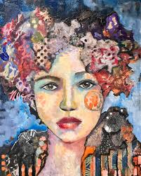 YAAASSS Queen 12”x16” canvas (18”x 23“ with frame.) Oil and mixed media.