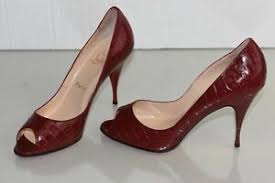 New Christian Louboutin Yoyo 100 Alligator Dk Red Wine Crocodile Pump Shoes 40 5 Ebay