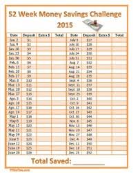 52 week money saving challenge alternative plan printable chart