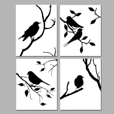 Bird Decor Bird Wall Art Bird Art Set Of 4 Bird Prints Or Etsy Feather Wall Art Bird Wall Art Silhouette Art