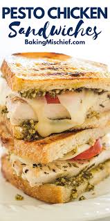 Pesto Chicken Sandwich On Sourdough In 2020 Chicken Pesto Sandwich Sandwiches Chicken Main Dish Recipes