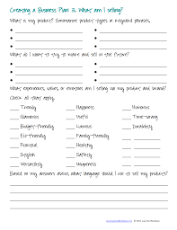 Crafting A Business Business What Am I Selling Free Downloadable Worksheets Creative Business Plan Template Creative Business Plan Business Plan Template