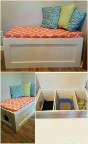 Hidden Cat Litter Box Decorative Bench Cacher Les Litieres Litiere Meuble Litiere Chat