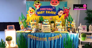 Baby Shark Themed Dessert Buffet Shark Themed Birthday Party Shark Theme Birthday Shark Themed