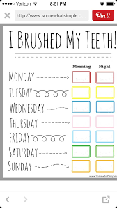 Tooth Brushing Incentive Chart Free Printable Easy Living