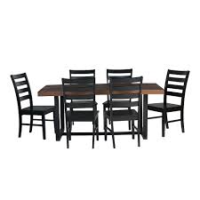 The kentwood table sets the mood for a warm and welcoming ambiance with its farmhouse style and rustic hues. Walker Edison Rectangular Farmhouse Dining Table Set Of 7 Mahogany Black Bb72dslbma 7 Best Buy