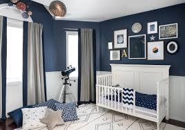 Fun boys bedroom design with blue bunk beds and great organization! Celestial Inspired Boys Room Project Nursery