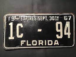 Florida License Plate 1967 Florida License Plates License Plate Florida