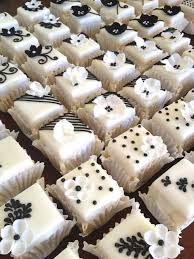 Black And White Desserts Names Rozanne S Cakes Black And White Petit Fours Mini Cakes White Desserts Tea Cakes