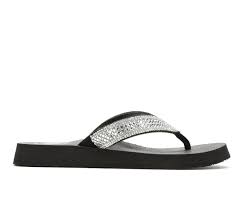 Women S Yellow Box Soriano Mellow Mat Flip Flops In 2021 Clear Rhinestones Black Women