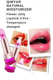 Qimyar Women Natural Moisturizer Lipstick Flower Jelly Fruit Lipstick Temperature Changed Makeup Lip Natural Moisturizer Flower Lipstick Lipstick