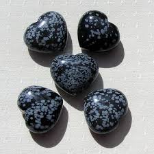 Snowflake Obsidian Solid Crystal Puffy Gemstone Heart 40mm One Only Chakra Heart Meditation Stone Worry Bead Black Heart Reiki Snowflake Obsidian Crystals Heart Gemstone