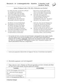 Goethe Willkommen U Abschied Materialien Fur Den Unterricht Unterrichtsmaterial Im Fach Deutsch In 2020 Willkommen Und Abschied Mittelstufe Gedacht