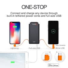 Enerplex 8000mah Power Bank With Built In Lightning Cable Apple Mfi Certified Portable Charger External Batt Phone Power Bank Powerbank External Battery Pack