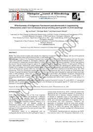 The scope of the journal is focused on. Pdf Malaysian Journal Of Microbiology Published By Malaysian Society For Microbiology Effectiveness Of Indigenous Fluorescent Pseudomonads In Suppressing Rhizoctonia Solani Root Rot Disease And Promoting Plant Growth In Chilli Seedlings