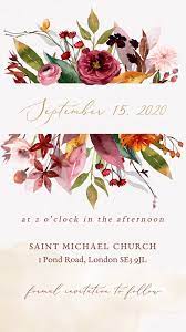 Fall Wedding Invitation Video Wedding Invitations Boho Digital Wedding Invitations Wedding Invitations