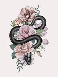 You say they eat slugs around hostas; Snake And Flower Tattoo Design By Morgansierraart Snake And Flower Tattoo Flower Tattoo Design Cute Tattoos