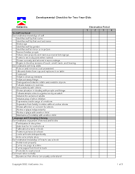Assessment 2 Year Old Page 1 Of 3 Preschool Checklist