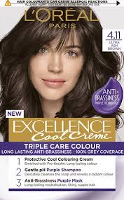 The hair color kit includes a shimmer serum and shimmer conditioner for multidimensional shine. Excellence Cool Creme Permanent Hair Dye 4 11 Ultra Ash Brown L Oreal Paris
