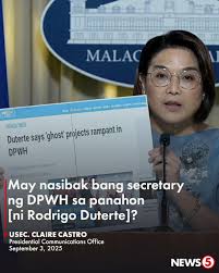 克莱尔·卡斯特罗：杜特尔特在其任期内没有对DPWH的腐败行为采取任何行动: rPhilippines