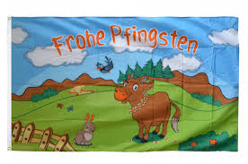 Hier wird die herabkunft des heiligen geistes auf die jünger christi nach. Flagge Fahne Frohe Pfingsten Mit Kuh Gunstig Kaufen Flaggen Shop Ch