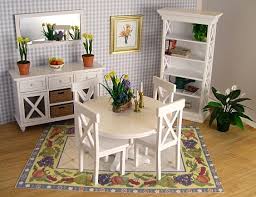 These unique pieces have a country feel and yet they would also easily fit into contemporary and island decors. Manhattan Dollhouse Dollhouse Kits Dollhouse Miniatures Small Dining Room Set Minimalist Dining Room Miniature Dollhouse Furniture