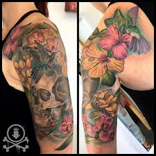 Black And White Sleeve And Color Sleeve Beautiful Floral Half Sleeve Tattoo By Meghan Patrick 12ozstudios Team12oz Tattoo Tattoos Tattooed Arm Tattoo Sleeve Tattoos For Women Body Art Tattoos