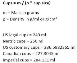 One cup of flour is equal to 125 grams, so use this simple formula to the table below can help with the conversion, and shows the approximate volume measurement for various weights of flour, by type. Grams To Cups Grams To Cups Converter Grams Into Cups