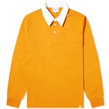 Black/white performance short sleeve rugby shirt. Norse Projects Ruben Rugby Shirt Cadmium Orange Fotomagazin