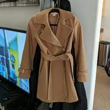 Belted styling adds flattering refinement to a supple leather jacket. Purchase Michael Kors Asymmetrical Belted Coat Camel Up To 64 Off