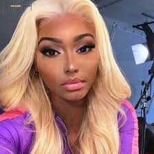 One more hair middle part blonde bob wig with red hair color ends. Top Fashion Hair Blonde Lace Front Wig 613 Body Wave 250 Density Lace Frontal Wigs With Baby Hair Medium Size Human Hair Wigs China Body Wave Wig Human Hair And Blonde